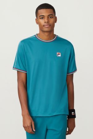 FILA Legend Crew Shirts White / Red,Mens Tennis | CA.EGOVFN027